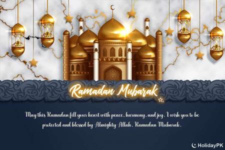 Golden Mosque Ramadan Wishes Card for Muslim