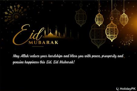 Black Gold Eid Mubarak Festival Wishes Cards Pic