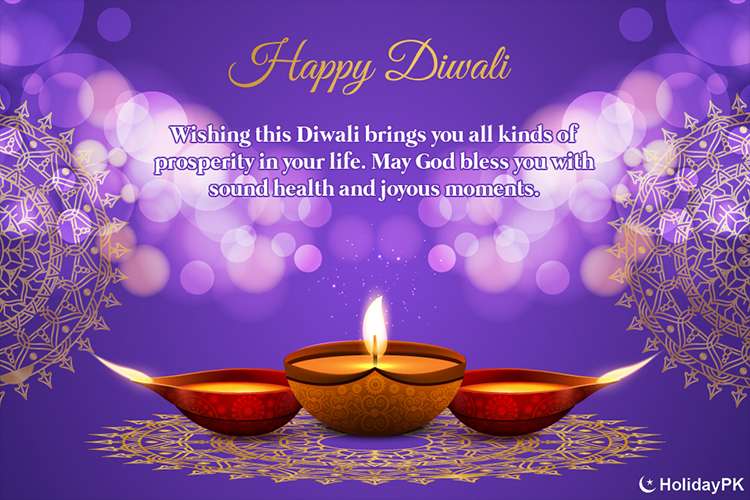 Happy Diwali Festival Greeting Card With Mandala