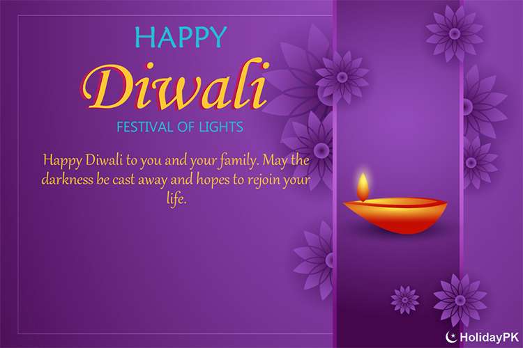 Purple Happy Diwali Card Free Download