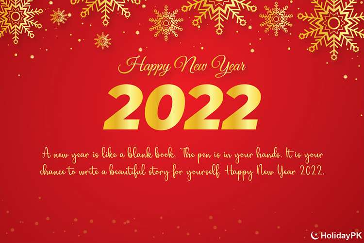 Free Happy New Year 2022 Card With Red Background