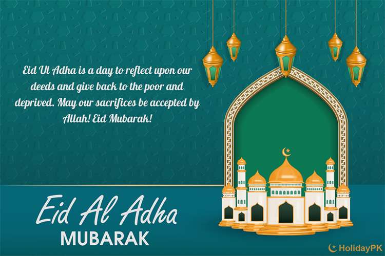 Happy Eid al-Adha Mubarak Wishes With Golden Mosque
